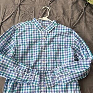 Old Navy Blue and Green Plaid Men's Shirt